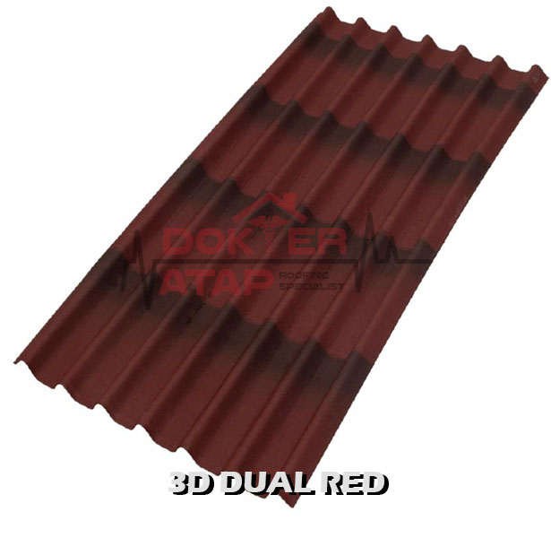 atap bitumen selulosa onduline tile dual red genteng aspal bergelombang merah 3d