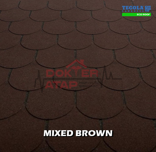 tegola eco roof traditional mixed brown, genteng aspal bitumen atap tegola