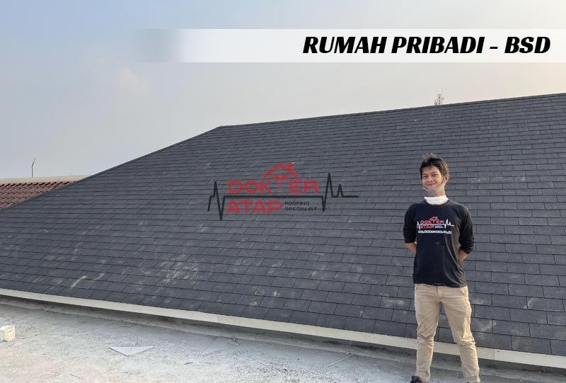 Tampilan akhir atap bitumen di rumah BSD Tangerang